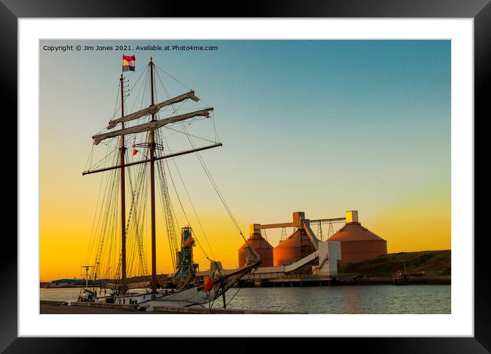 Sunset, sails and Silos Framed Mounted Print by Jim Jones