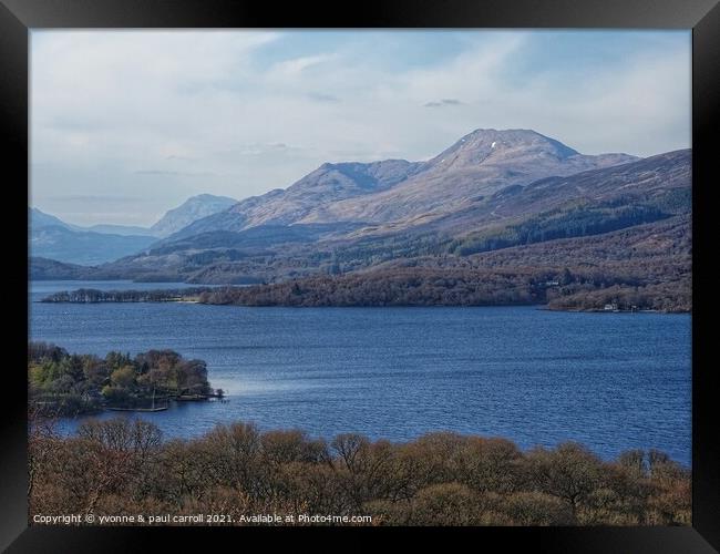 Ben Lomond and Loch Lomond from Inchcailloch summit Framed Print by yvonne & paul carroll