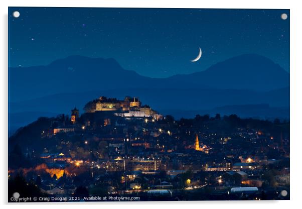 Stirling Castle Starry Sky Acrylic by Craig Doogan