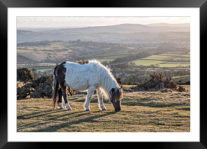 Sun setting over Dartmoor Framed Mounted Print by Kevin White