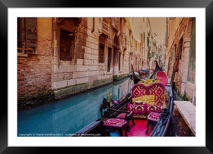 Venice gondola Framed Mounted Print by Maria Vonotna