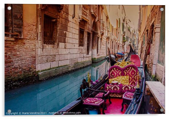 Venice gondola Acrylic by Maria Vonotna