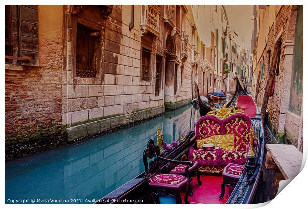 Venice gondola Print by Maria Vonotna