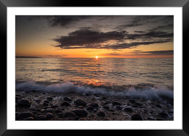Sunset over Lundy Island from Westward Ho! Framed Mounted Print by Tony Twyman