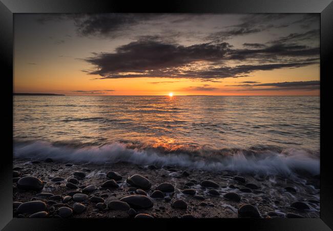 Sunset over Lundy Island from Westward Ho! Framed Print by Tony Twyman
