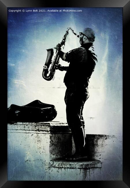 The Saxophone Player Framed Print by Lynn Bolt
