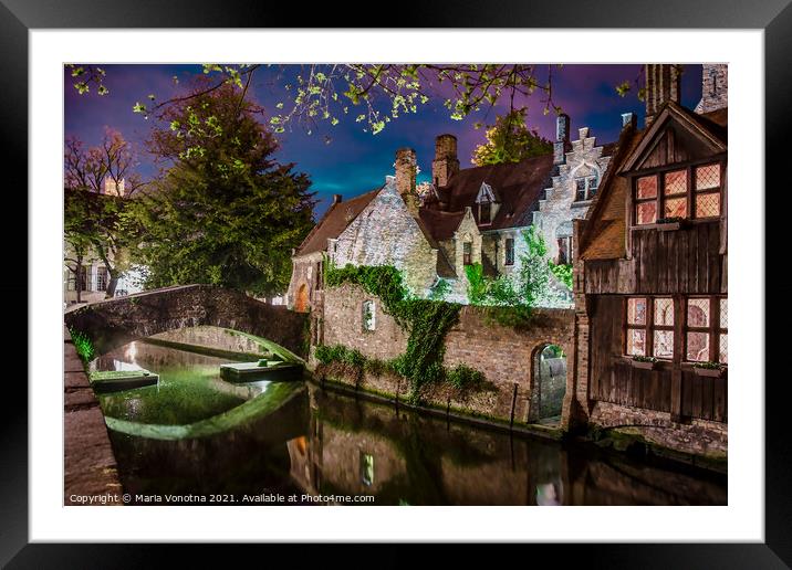 Bonifacius Bridge in Bruges Framed Mounted Print by Maria Vonotna