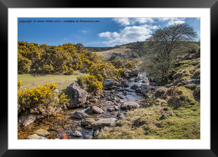 Stream by Meldon reservoir Framed Mounted Print by Kevin White