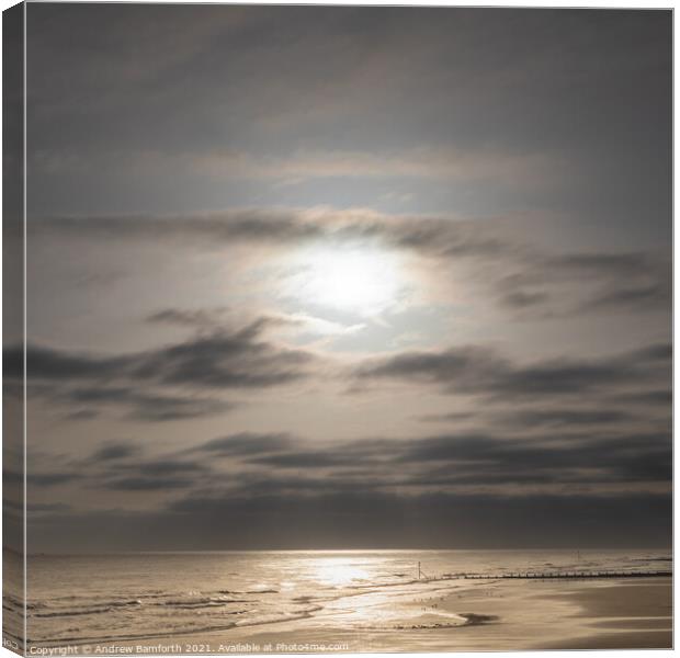 Sunrise and the Seashore Canvas Print by Andrew Bamforth
