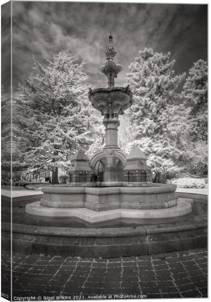 Hitchman Memorial Fountain in Infrared Canvas Print by Nigel Wilkins