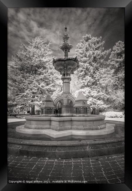 Hitchman Memorial Fountain in Infrared Framed Print by Nigel Wilkins