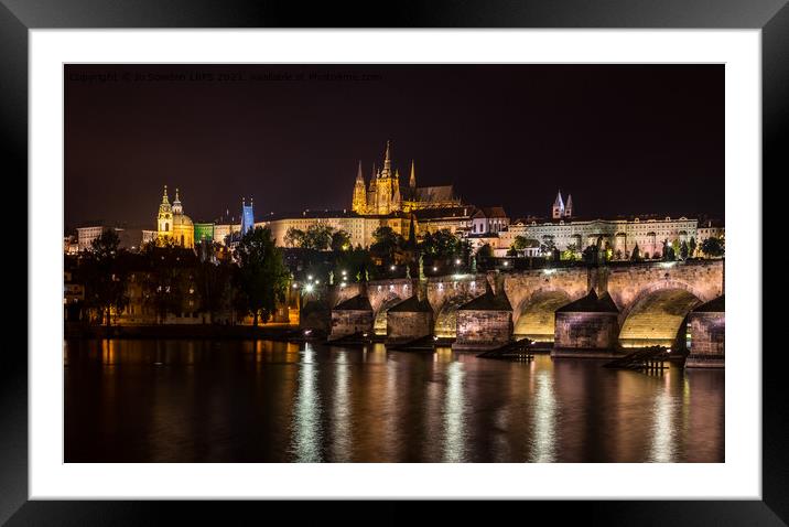 Prague at night Framed Mounted Print by Jo Sowden
