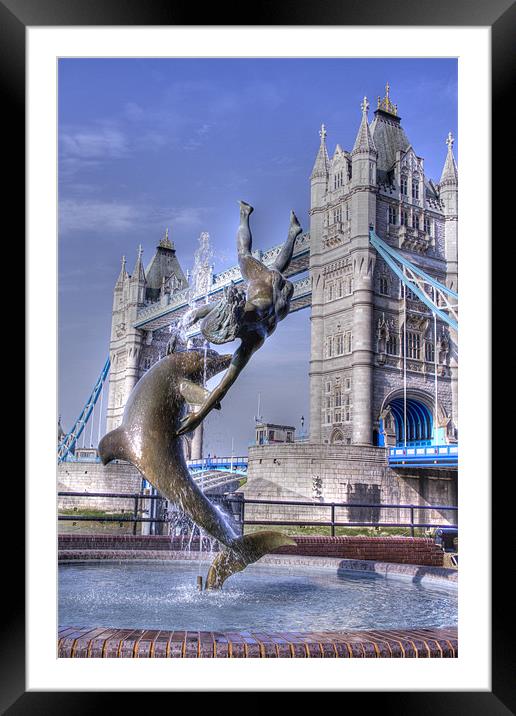 Girl with a Dolphin Tower Bridge Framed Mounted Print by David French