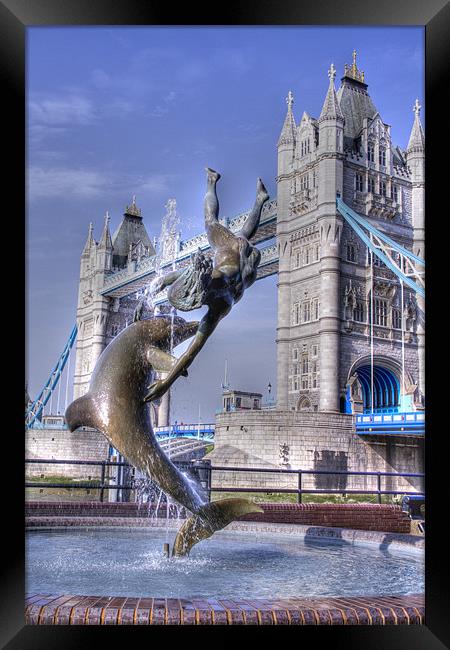 Girl with a Dolphin Tower Bridge Framed Print by David French
