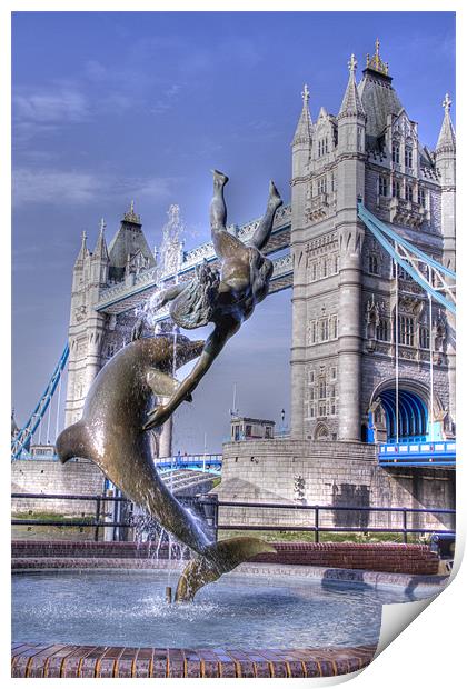 Girl with a Dolphin Tower Bridge Print by David French