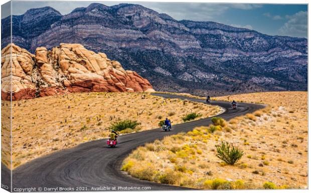 Motorcyclists on the Desert Highway Canvas Print by Darryl Brooks