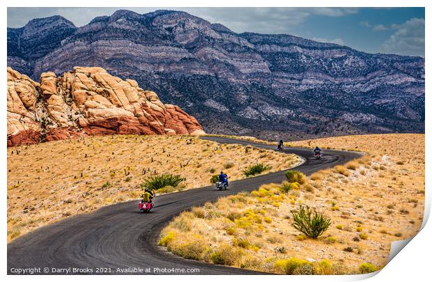 Motorcyclists on the Desert Highway Print by Darryl Brooks