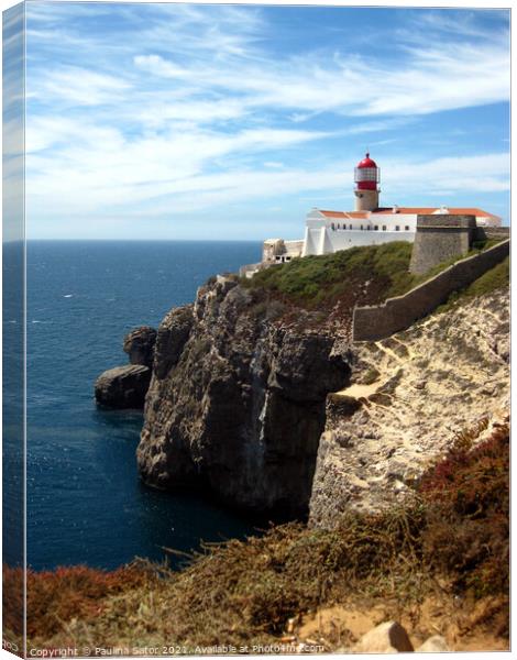 Lighthouse at the Cape St. Vincent. Algarve Canvas Print by Paulina Sator