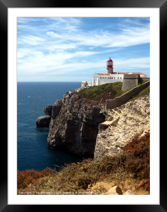 Lighthouse at the Cape St. Vincent. Algarve Framed Mounted Print by Paulina Sator
