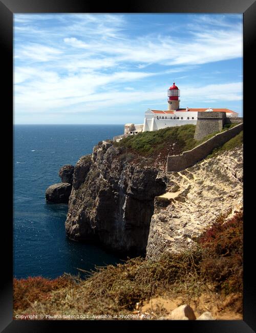 Lighthouse at the Cape St. Vincent. Algarve Framed Print by Paulina Sator