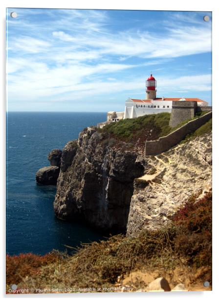 Lighthouse at the Cape St. Vincent. Algarve Acrylic by Paulina Sator