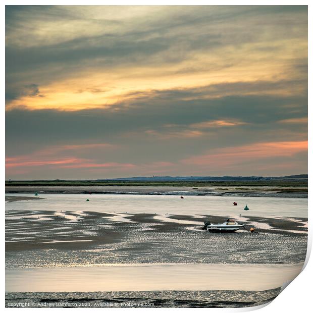 Wells Harbour Entrance, low tide Print by Andrew Bamforth
