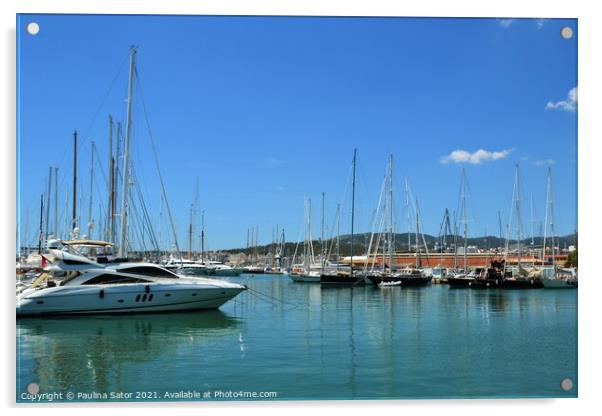 Yachts docked in Palma de Mallorca port Acrylic by Paulina Sator