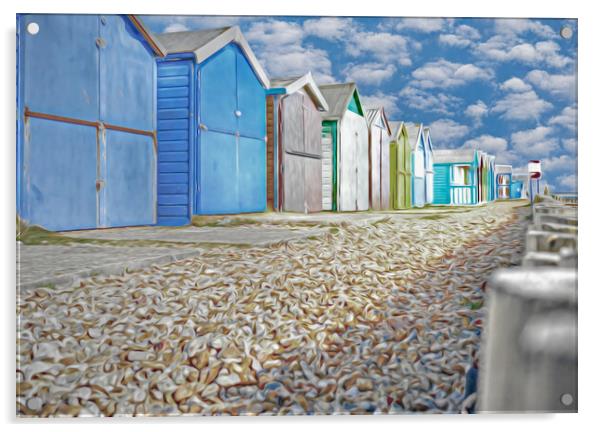 CALSHOT BEACH HUTS Acrylic by LG Wall Art