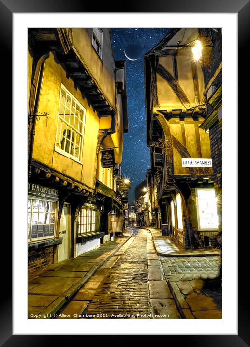 Starry Night in York Shambles Portrait Framed Mounted Print by Alison Chambers