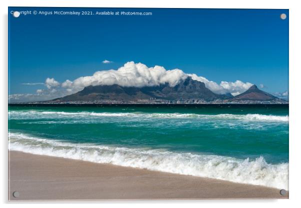 Table Mountain and Lion’s Head from Bloubergstrand Acrylic by Angus McComiskey