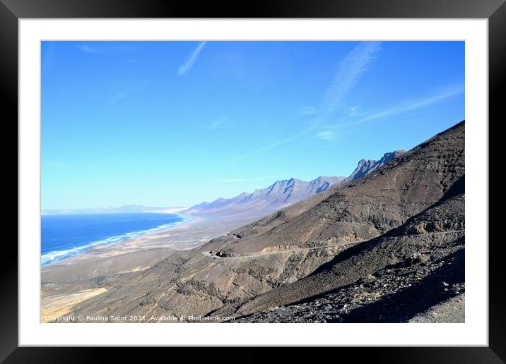 Road to the Cofete beach, Fuerteventura Framed Mounted Print by Paulina Sator