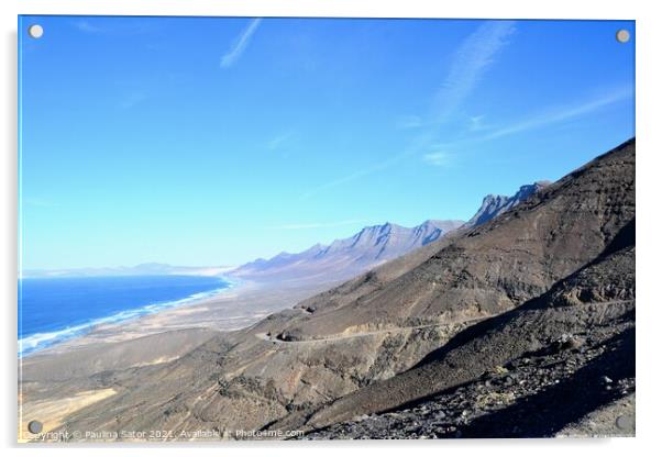 Road to the Cofete beach, Fuerteventura Acrylic by Paulina Sator