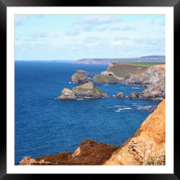 Cornwall rocky coastline Framed Mounted Print by Deborah Welfare
