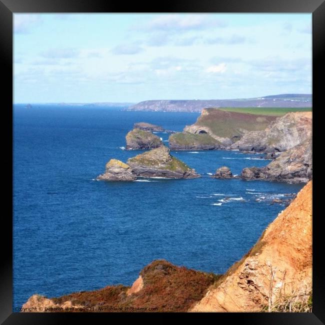 Cornwall rocky coastline Framed Print by Deborah Welfare