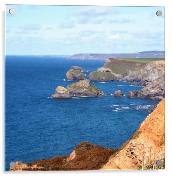Cornwall rocky coastline Acrylic by Deborah Welfare