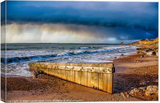 Passing Shower At Colwell Bay Canvas Print by Wight Landscapes