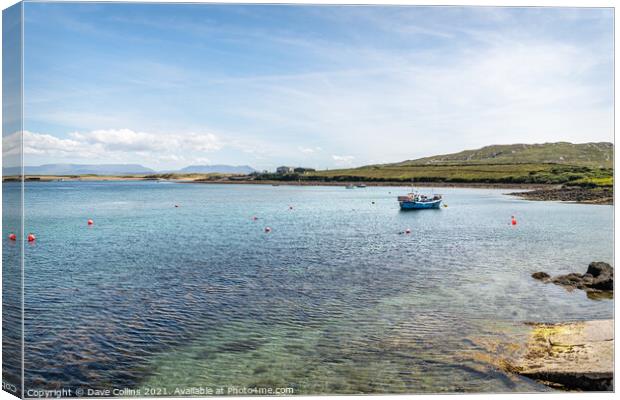 A fishing boat moored in Achill Sound, Co Mayo, Ireland Canvas Print by Dave Collins