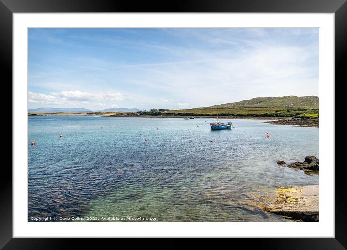 A fishing boat moored in Achill Sound, Co Mayo, Ireland Framed Mounted Print by Dave Collins