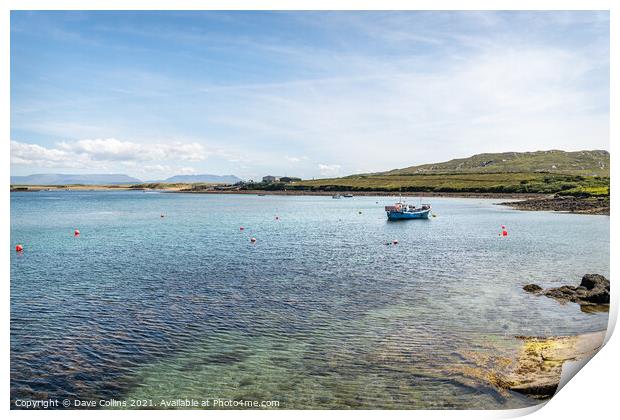 A fishing boat moored in Achill Sound, Co Mayo, Ireland Print by Dave Collins