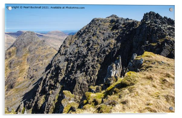 Bristly Ridge on Glyder Fach Snowdonia Acrylic by Pearl Bucknall