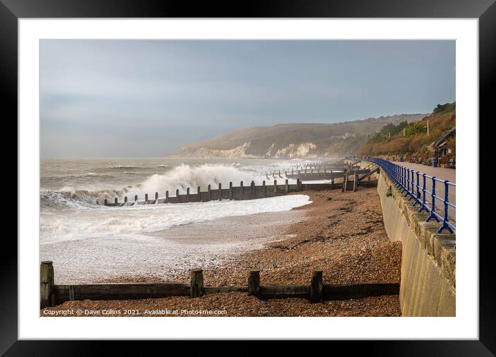 Waves crashing on to Eastbourne Beach Framed Mounted Print by Dave Collins