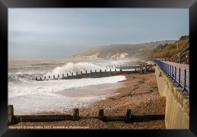 Waves crashing on to Eastbourne Beach Framed Print by Dave Collins
