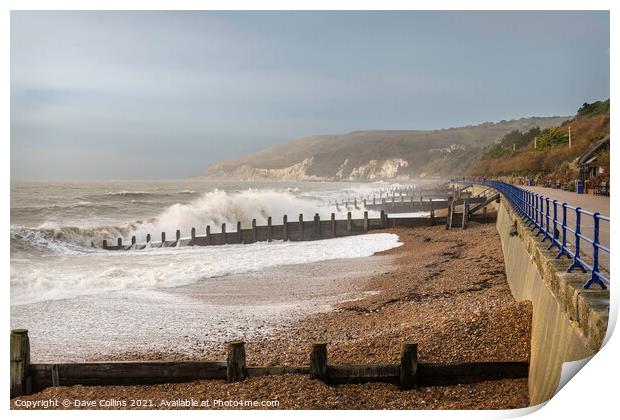 Waves crashing on to Eastbourne Beach Print by Dave Collins