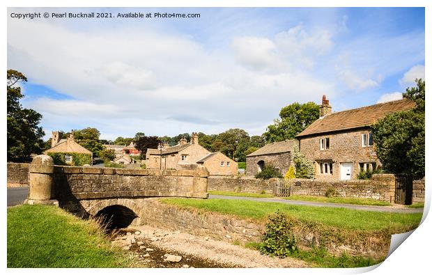 Downham Village and Beck in Lancashire Print by Pearl Bucknall