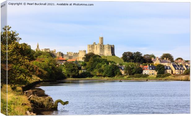 River Coquet and Warkworth Castle Northumberland Canvas Print by Pearl Bucknall