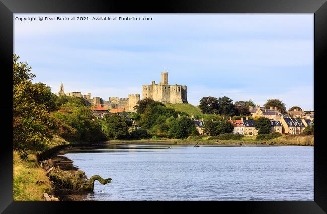 River Coquet and Warkworth Castle Northumberland Framed Print by Pearl Bucknall