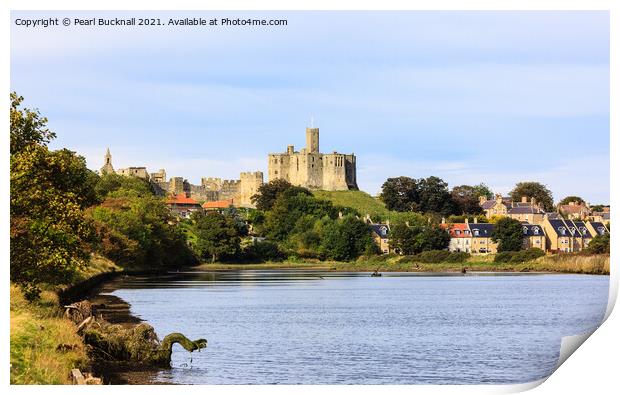 River Coquet and Warkworth Castle Northumberland Print by Pearl Bucknall