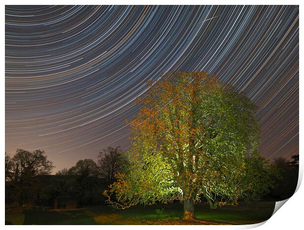Spinning startrail and Meteor Print by mark humpage
