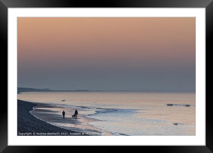  A Quiet Walk on The Beach, Sheringham Framed Mounted Print by Andrew Bamforth