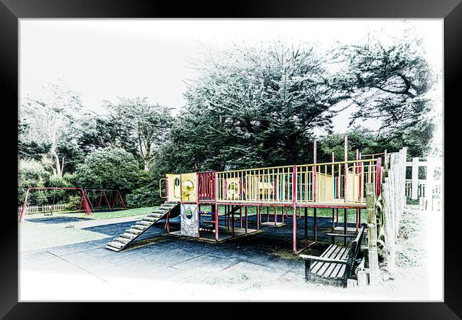 Outdoor play area under lockdown Framed Print by Ian Johnston  LRPS
